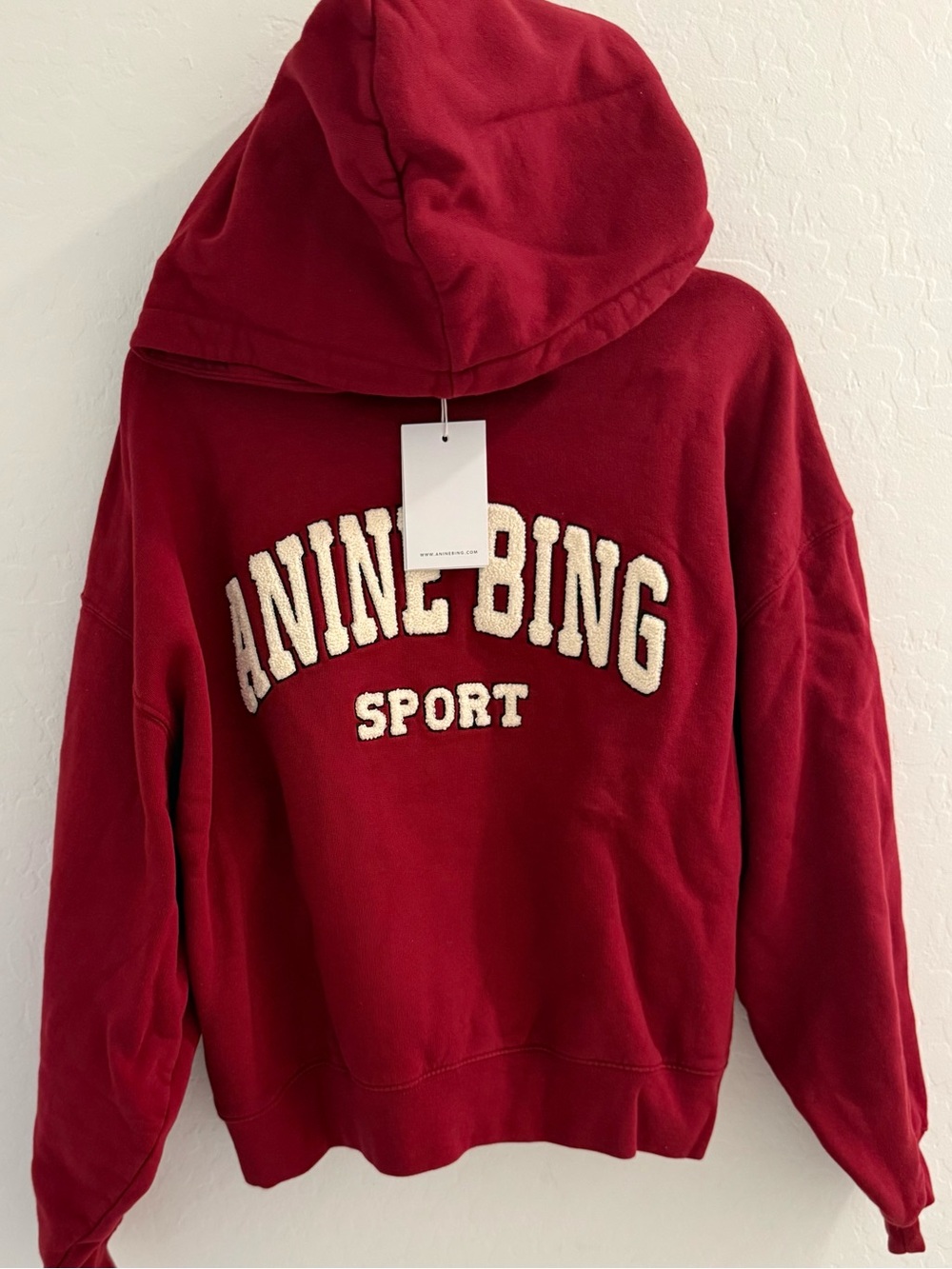Anine Bing NWT Alec Hoodie In Red Cotton - Picture 4 of 8